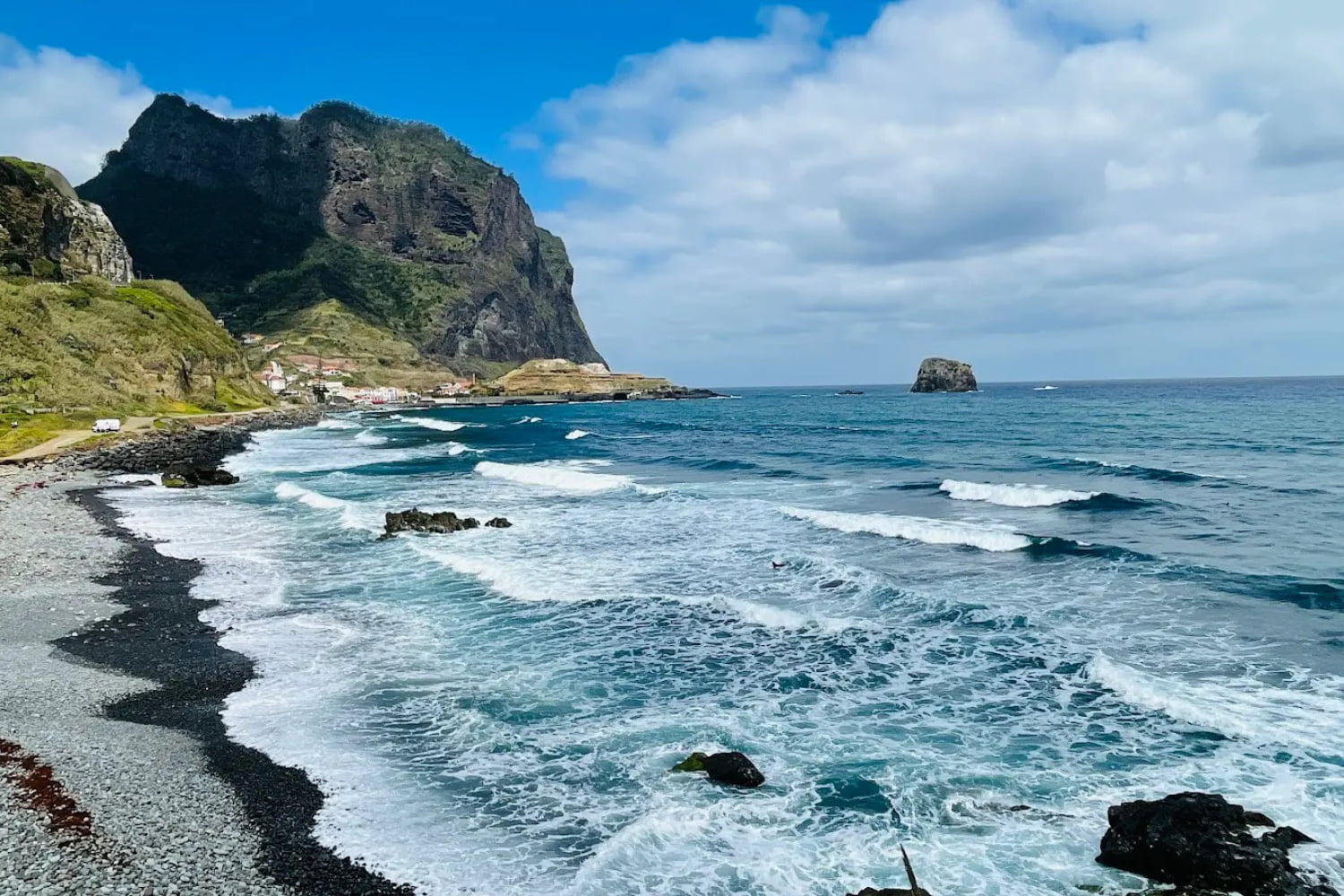 Landscape of Praia da Maiata in Porto da Cruz