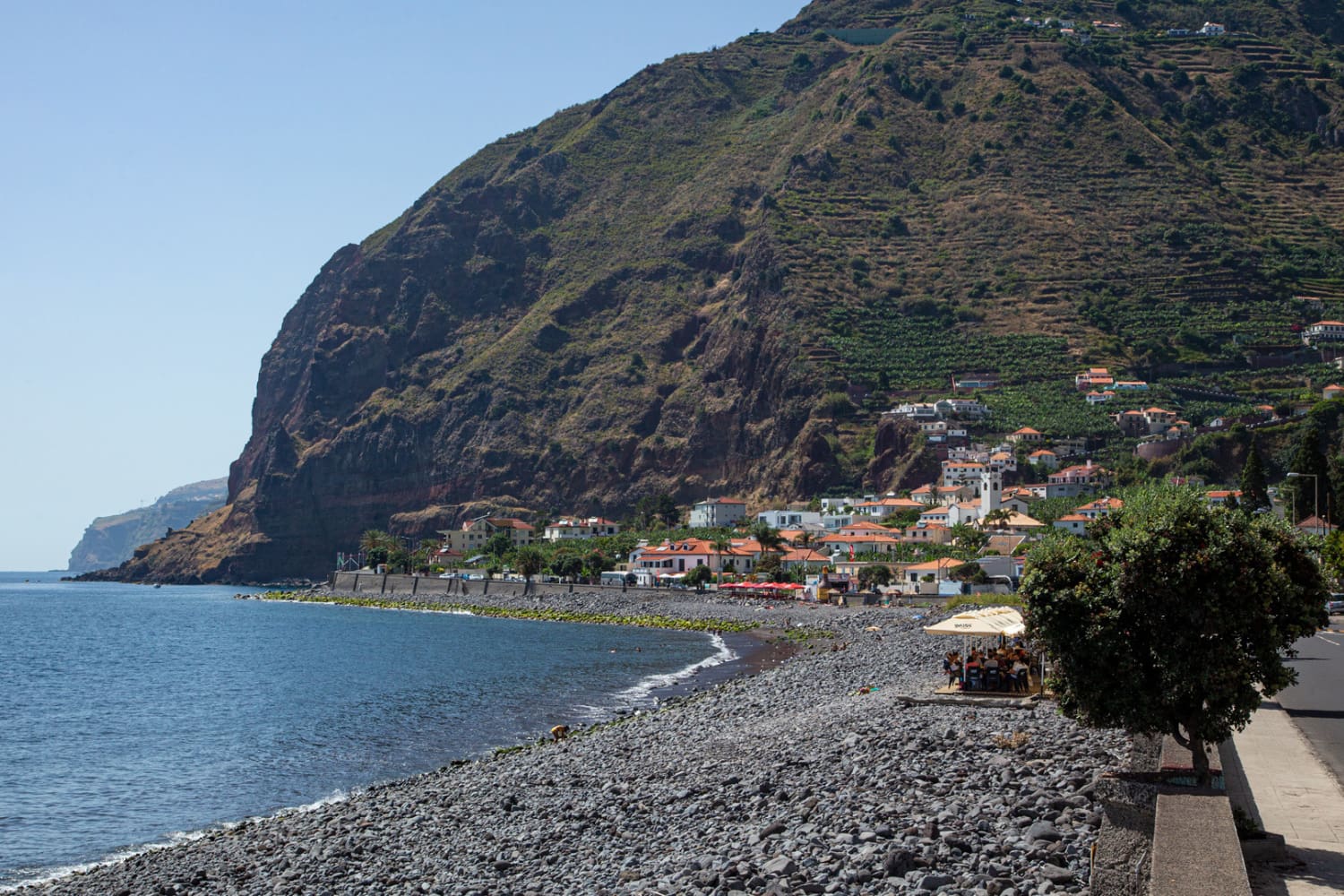 Landscape view of a surf spot in ponta do sol chosen by a surf guide in madeira
